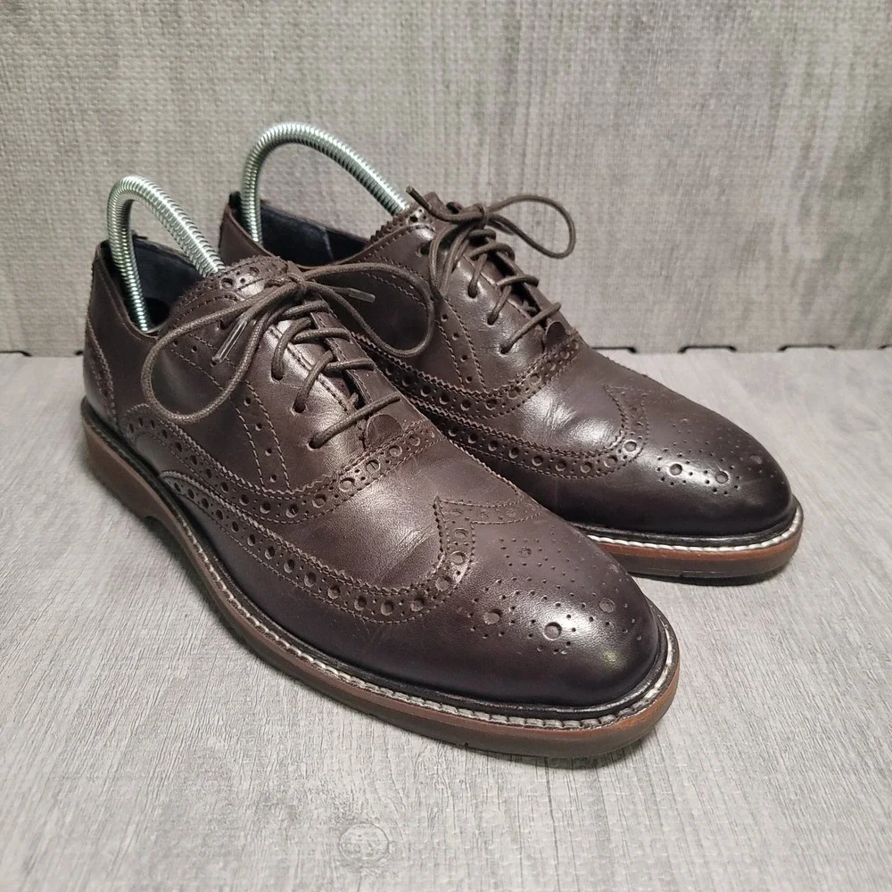 Cole Haan Morris Wing Oxford Shoes Mens 7.5 M Brown Leather Brogue Grand360